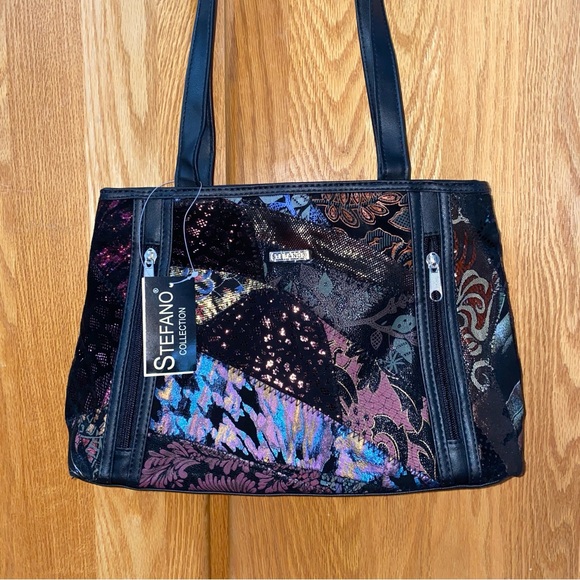 Stefano Collection Leather Floral Patchwork Design Purse Made in Germany - Picture 1 of 8